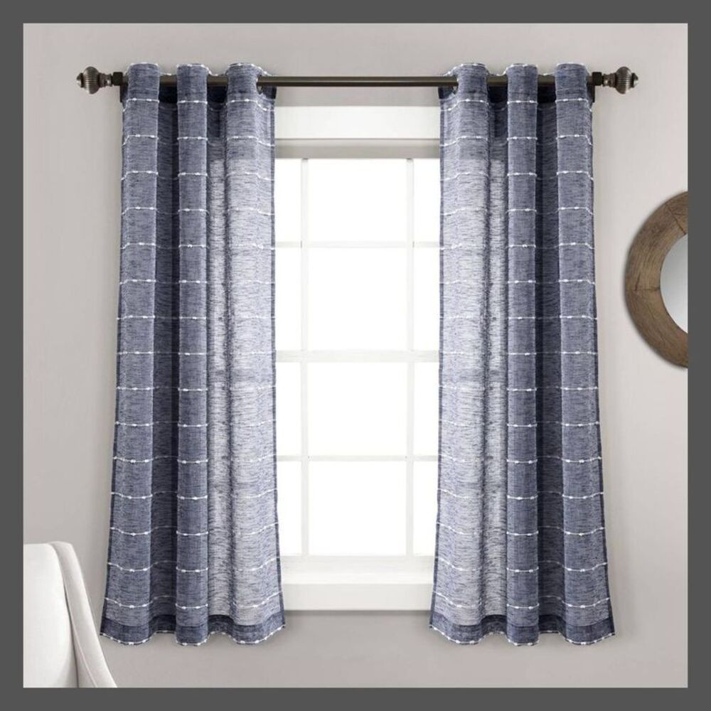 Open Box - Lush Decor - Set of 2 (63"x38") Farmhouse Textured G Navy Blue